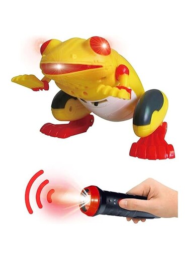 Fitto Laser Remote Control Frog Toy - Life Like with Jumping, Sound and Light, Yellow