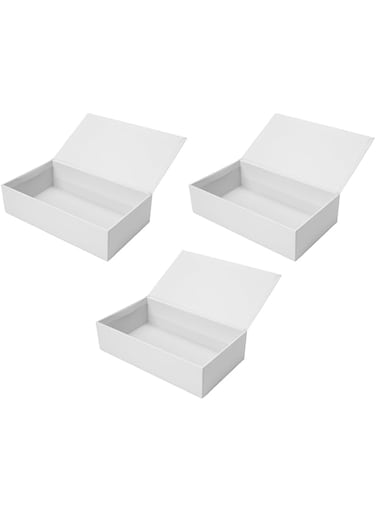 Creative Hobbies Ready to Decorate White Paperboard Box with Hinged Lid, 8.5 x 5 x 2.25 Inches -Pack of 3