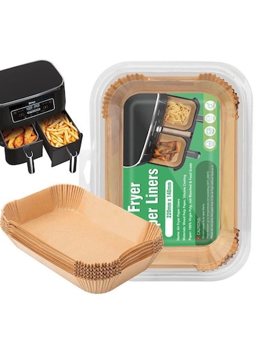 PCS Air Fryer Paper Liners Brown Disposable Paper Trays for Air Fryer Water proof Accessories Baking Paper Baking Oil-Proof Air fryer Parchment Paper Liner Air Fryer Liners Rectangle (22cm x 14cm)