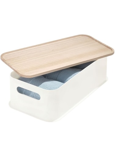 INTERDESIGN ID 086710 Beige Medium Opbergbox met Handvat en Deksel