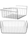 Tebery 2 Pack Black Under Shelf Wire Basket, Hanging Storage Baskets Under Cabinet Add-on Storage Racks, Slide-in Baskets Organizer for Kitchen Pantry Desk Bookshelf
