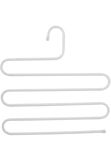 ECVV 5 Layers Trousers Hanger Pants Clothes Holder Rack S Shape Multi-Purpose For Tie Organizer Storage Hanger (1 PACK, WHITE)