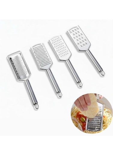 4 Pack Stainless Steel Kitchen Grater &amp; Peeler Set with Handle, Professional Zester for Vegetables, Fruits, Cheese, and Dairy Products