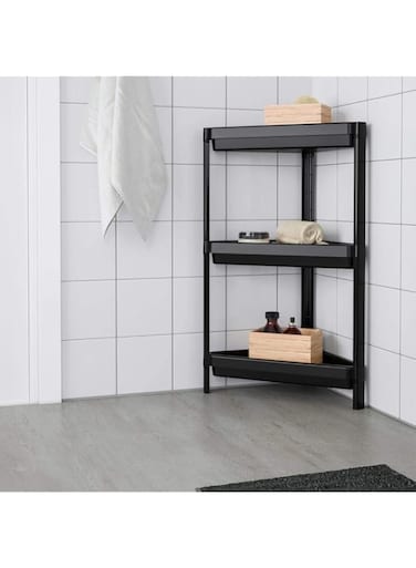 BARBUN Vesken 3 PLY BLACK CORNER BATH SHELF UNIT