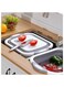 Souq Three-In-One Multifunctional Convenient Folding Cutting Board, chopping board, washing/strainer,storing basket,(White &amp; Gray)