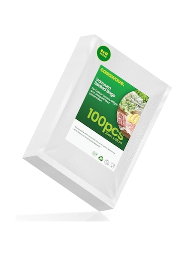 CasaWave 100 Count 20x30cm Vacuum Sealer Freezer Bags with Commercial Grade,BPA Free,Heavy Duty,Great for Food Vac Storage or Sous Vide Cooking