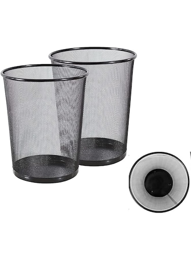 Goodwill Tech Recycling Dustbins - Pack of 2 Metal Mesh Dustbins waster Basket for Home, Office - (Black, Large)
