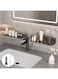HYTTER Over The Sink Shelf Wall Mounted Storage Shelves Bathroom Wash Basin Shelf - with Drainage for Quick Drying and Moisture-proof, No Punching Heavy Duty Metal Storage Shelf (Grey) (Length 60cm)