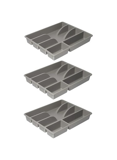 Ikea SMACKER Cutlery Trays, Grey, 5 Compartments, 31x26 Centimetres - Set of 3