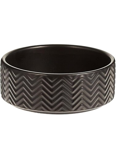 Trixie Wavy Pattern Ceramic Dog Bowl - BLACK/13CM