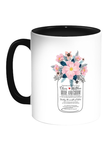 Flower Vase Printed Coffee Mug White/Black