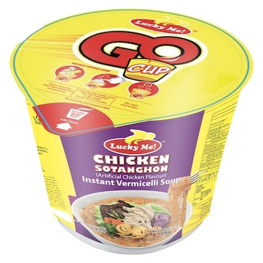 Lucky Me! Go Cup Chicken Sotanghon Flavour Instant Vermicelli Noodle Soup, 28g