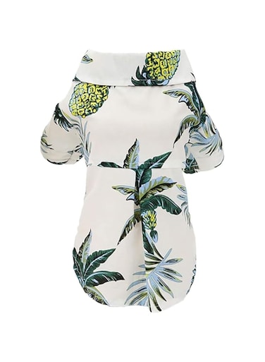 Dog Shirt Clothes Casual Shirt Coconut Tree Shirts Cool Summer Seabeach Tank Top Vest for Small Dog Puppy Cat (White, M)
