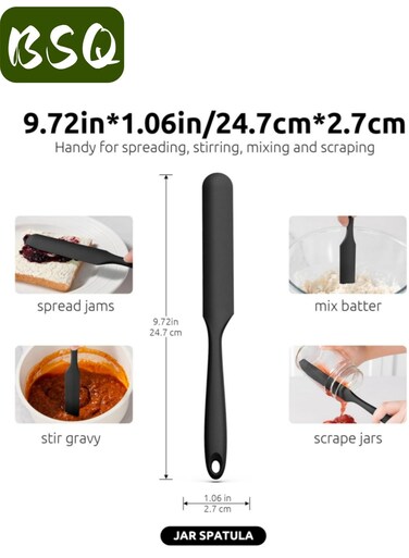 (Set of 4, Black) Silicone Spatulas   Cake Baking Tools   Mini Silicone Spatulas   Long-handled Heat-resistant Spatulas   Suitable for kitchen, baking, and cake decorating.