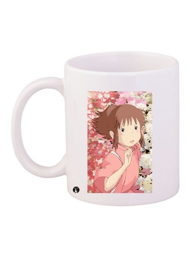Anime Printed Coffee Mug White/Pink/Green 11ounce