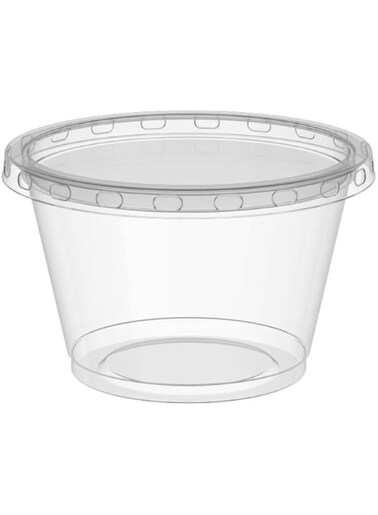 75 SET - 120ml - Plastic Bowl/Sauce Cup White with White Lid (SAUCE,SWEETS,PICKLE, FRUITS) HOT &amp; COLD USE