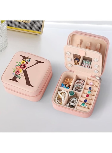 Parima Birthday Gifts for Women Teen Girl - Small Travel Jewelry Case Organizer Initial Jewelry Box Personalized Mom Daughter Friends Female Her Teenage Girls Gifts Idea, Vacation Travel Essentials K