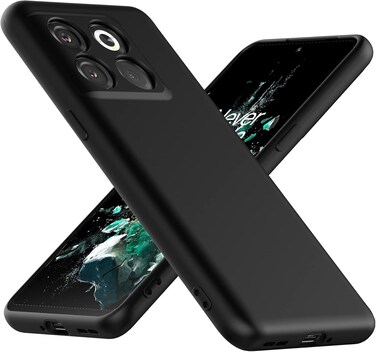 Muzz for Oneplus 10T / Oneplus Ace Pro Case, Soft TPU Back Cover Shockproof Silicone Bumper Anti-Fingerprints Full-Body Protective Case Cover for Oneplus 10T / Oneplus Ace Pro (Black)