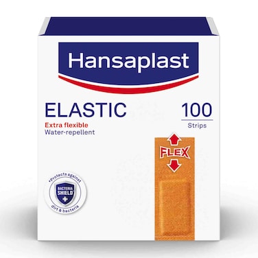 Hansaplast Elastic Plaster, Flexible, Water-Repellent, 100 Strips
