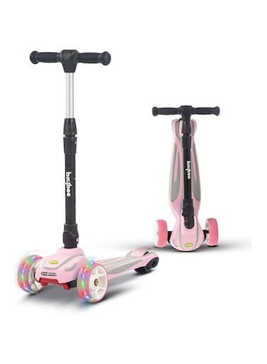 Baybee Inferno 3 Wheel Kids Skate Scooter with Foldable &amp; Four Height Adjustable Handle, 3 Flashing LED PU Wheels   Kids Kick Skating Scooter for Kids 3 to 8 Years Boys Girls