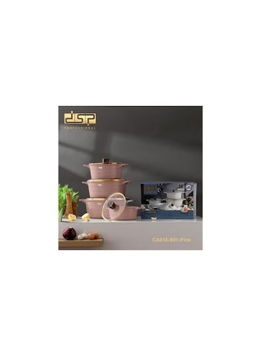 DSP Hot Sale Professional Cookware Set Household Cooking Pot Casserole Soup Pot 16-piece Combination Pot Set CA018-S01 pink