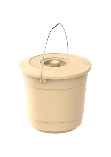 Cosmoplast EX 10L Round Plastic Buckets with Lids &amp; Metal Handles, Ivory