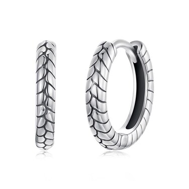 S925 Sterling Silver Oxidized Snake Pattern Earrings(BSE1175)