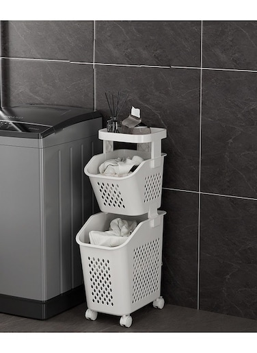 Modern 2 Layers Storage Organizer with Wheels And Storage Table