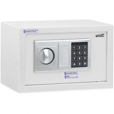 Rubik Safe Box with Key and Digital Keypad Lock Home Office Business Money Cash Jewelry Passports Security RB20EDS (20x31x20cm) White