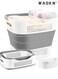 Foldable Laundry Basket Plastic with Handle, Collapsible Bucket Laundry Hamper, Plastic Basket Laundry Bin Container, Multi purpose Organizer Clothes Storage Washing Basket for Home - Dark Grey