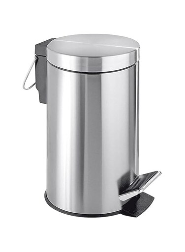 Trivex Stainless Steel Pedal Bin, 3 Liter Capacity, Bathroom Pedal Bin, Trash Can With Soft-Close Foot Pedal, Round Shape, Silver