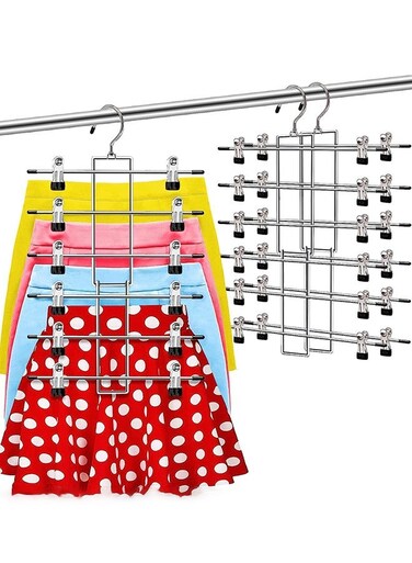 3 Pack Pants Hangers Space Saving,6 Tier-Closet-Organizers-and-Storage Skirt Hangers with Clips,Closet-Organizer-Clothes-Organization-and-Storage Jeans Scarf Hangers,College-Dorm-Room-Essentials Decor