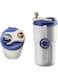 TERRIFI Insulated Stainless Steel Travel Coffee Mug - LED Smart Temperature Display with Leak-Proof Lid, Keeps Cold for 12 Hours or Hot for 10 Hours for Ice Drinks and Hot Beverage, 14oz (Blue-White)