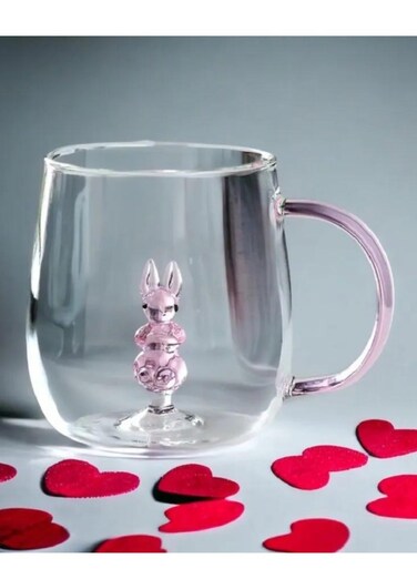 300ML Borosilicate Three-Dimensional Coffee Cup with Handle, Rabbit