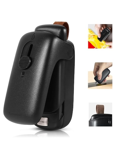 Arshany Vacuum Sealers, 2 in 1 Mini Heat Sealer &amp; Cutter Portable Bag Resealer Machine, Handheld Heat Mini Bag Sealer with Lanyard for Plastic Bags Food Storage Snacks Freshness (Black Size)