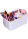 Plastic Storage Box, Portable Craft Organizer Caddy Tote, Sewing, Art Supplies (White)