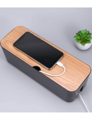Power Cord Storage Box Household Plastic Creative Cable Management for Desktop Home Black