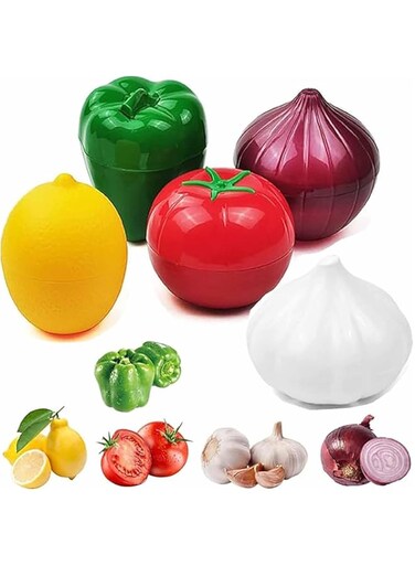 Tazweeq 5 Piece Fruit &amp; Vegetable Storage Container, Reusable Fridge Box, Storage Bowl, Fruit &amp; Vegetable Saver