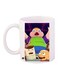 Cute Boy With Snacks Printed Coffee Mug White/Green/Purple 11ounce