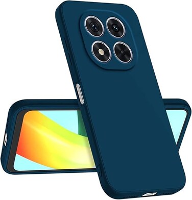 Xiaomi Redmi Note 14 Pro Plus Liquid Gel Rubber Bumper Case with Soft Microfiber Lining Cushion, Slim Hard Shell Shockproof Protective Cover for Redmi Note 14 Pro+ 5G 2024 (Blue)