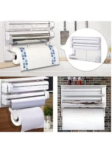 TRIPLE PAPER DISPENSER,hitchenplastic frame comfortable usecompact designfor paper wipes and aluminum foils made in chinadimentions