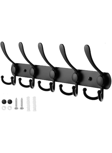 Coat Rack Wall Mount, Stainless Steel Coat Rack Heavy Duty Coat Hooks Wall Mounted - Coat Hange with 5 Tri Hooksr for Hat Towel Robes Jacket Clothes for Bathroom Entryway