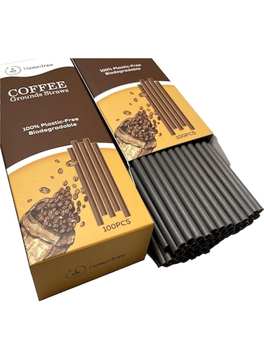 Coffee Drinking Straws, Disposable, Biodegradable, Compostable, and Plastic-Free, Pack of 100, Cocktail Coffee Drinking Straws