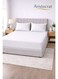 3-Piece Striped Microfiber Fitted Sheet Set Queen 150x200cm &acirc;&euro;&ldquo; Soft Elastic Deep Pocket 17cm Bedsheet with 2 Pillowcases 50x70cm, White Microfiber White 150X200+17cm