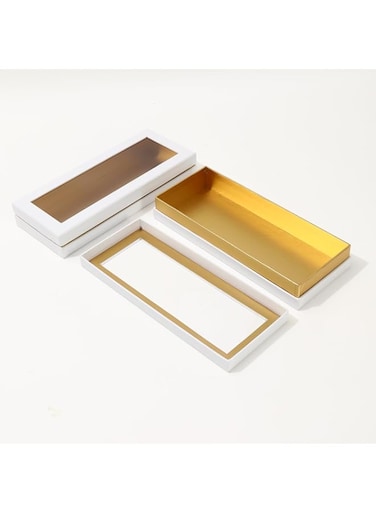 Red Dot Gift&reg; 2-Pack White Cardboard Sweets Boxes with PVC Window H4.5 * 15.5 * 30cm Cookie Boxes Pastry Biscuit Pie Candy Packaging Boxes for Christmas Birthdays Wedding Party Favors