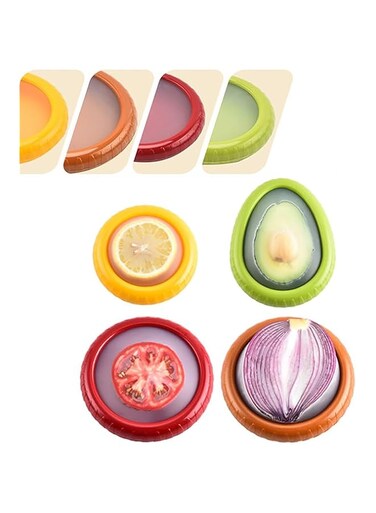 Rayyan Avocado Saver and Tomato Holder,Reusable Storage Containers for Fridge - Ideal for Garlic, Onions, Lemons, and Potatoes(Set of 4)