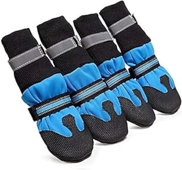 Waterproof Anti-slip Snow Pet Paw Protector Boots for Labrador Husky (Size L, 4 Pieces, Blue)