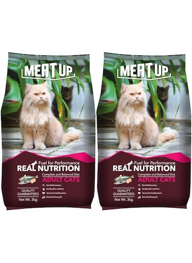 Meat Up Adult Dry Cat Food, Ocean Fish Flavor 3 kg ( ) Total 6 kg