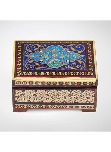 Luxury Khatam Jewellery Box, Wooden Inlay Design with Velvet Interior