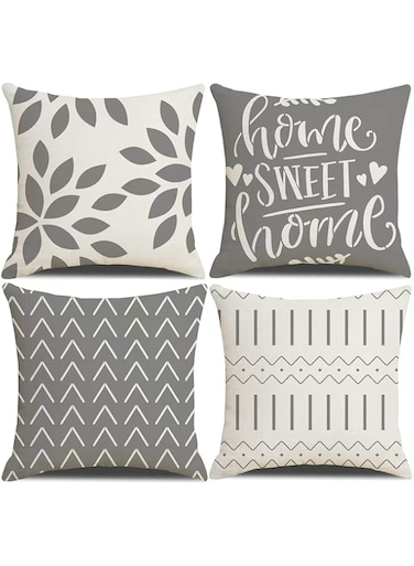 Homefeelzydys Throw Pillow Covers 20x20 Inch, Pillow Covers 20x20,Squar Pillow Covers Set of 4 Boho Modern Farmhouse Neutral Decorative Pillowcases Linen Cushion Case for Couch, Bed, Home Decor